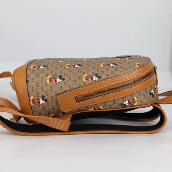 GUCCI GUCCIxDisney GG Supreme Backpack PVC Beige Gold 552884 Auth 140648M - Picture 6 of 16